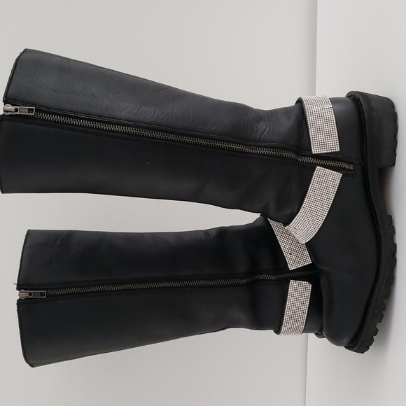 Milwaukee tall leather lace-up harness boots with bling - Picture 8 of 16